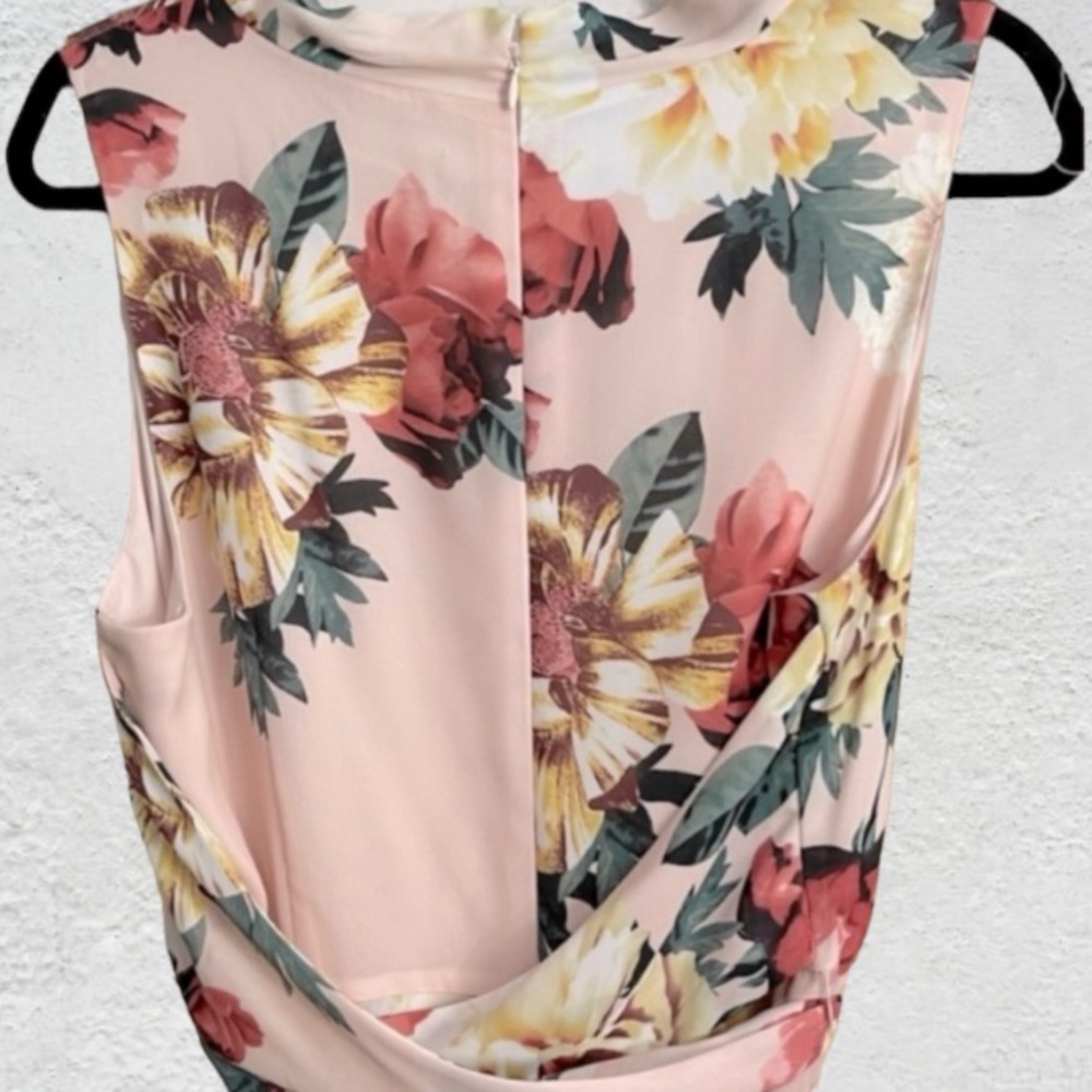 Tahari By Arthur S Levine Blush Pink Floral Self Tie Dress - Picture 11 of 15